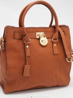 MICHAEL⭐️ by Michael Kors Classic Tan Leather Hamilton North South TOTE BAG